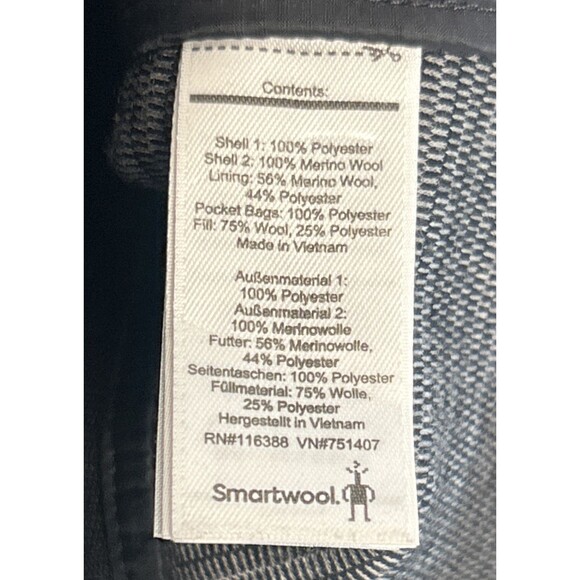 Smartwool Smartloft 60 Hoodie Vest Full Zip Merino Wool Hybrid Black Women’s XS - Picture 4 of 4